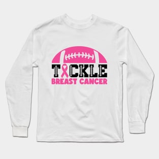 Tackle Breast Cancer Football Sport Awareness Support Pink Ribbon Long Sleeve T-Shirt